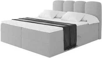 ALTDECOR Nina Boxspringbett mit Bettkasten, H3-Matratze, Topper, hellgrau, 140x200cm (800001940705)