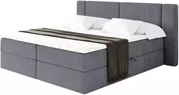 ALTDECOR Evon Boxspringbett mit Bettkasten, H3-Matratze, Topper, dunkelgrau, 200x200cm