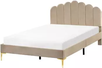 Beliani Sauvian Polsterbett mit Lattenrost, Samt, taupe, 120x200cm