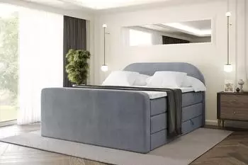 ALTDECOR NOX-Z KING Boxspringbett mit Matratze & Topper, 200x200cm, grau (800001859492)