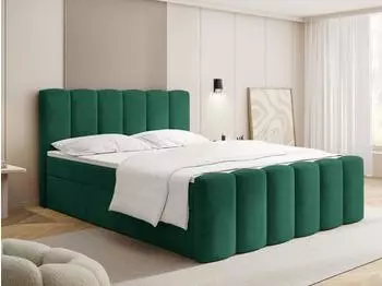 WFL GROUP Serenity Boxspringbett mit Bettkasten, smaragdgr&uuml;ner Samt, 200x200cm, H4 Taschenfederkern (80000202)