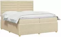 vidaXL Boxspringbett mit Matratze Creme 200 x 200 cm Stoff