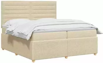 vidaXL Boxspringbett mit Matratze 200x200cm, Stoff, creme (3454471)