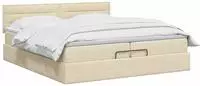 vidaXL Ottoman Bett mit Matratze mit Kopfteil Creme 200 x 200 cm Stoff