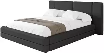 ALTDECOR TEVO Polsterbett mit Bettkasten und Lattenrost, 160x200cm, schwarz (800002004014)