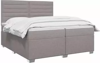 vidaXL Boxspringbett mit Matratze, Stoff, taupe, 200x200cm (3453483)