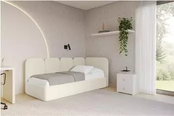ALTDECOR Vely Jugendbett mit Bettkasten, Boucl&eacute;, beige, 100x200cm (800001939023)