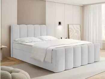 WFL GROUP Serenity Boxspringbett mit Bettkasten, Samt hellgrau, 200x200cm (800002023944)