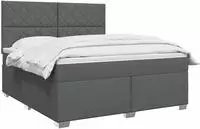 vidaXL Boxspringbett mit Matratze Dunkelgrau 140 x 190 cm Stoff