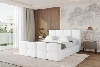 ALTDECOR NATA-Z Polsterbett mit Bettkasten, Lattenrost & Matratze H3/H4, 160x200cm, wei&szlig; (800001949737)
