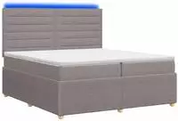 vidaXL LED Boxspringbett mit Matratze Taupe 200 x 200 cm Stoff