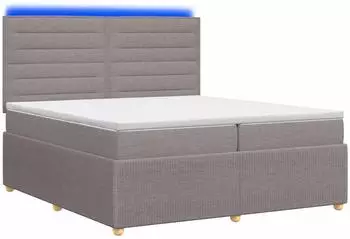 vidaXL Boxspringbett mit Matratze, LED, taupe, 200x200cm, Stoff