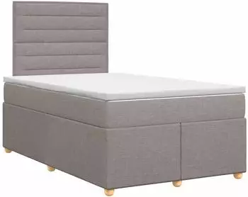 vidaXL Boxspringbett mit Matratze, Stoff, taupe, 120x190cm (3453834)