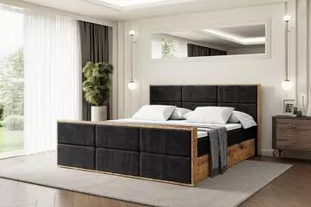 ALTDECOR LOLLI1-Z Boxspringbett mit Matratze H3, 140x200cm, schwarz (800001800808)
