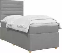 vidaXL Boxspringbett mit Matratze Hellgrau 90 x 190 cm Stoff