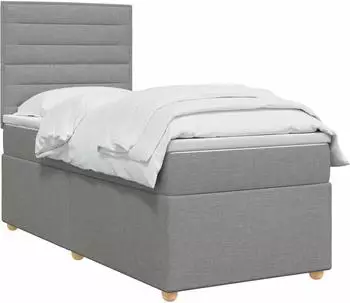 vidaXL Boxspringbett mit Matratze hellgrau 90x190cm Stoff (3453767)