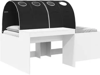 vidaXL Bett mit Tunnel, 4-tlg., Holzwerkstoff, wei&szlig; und schwarz