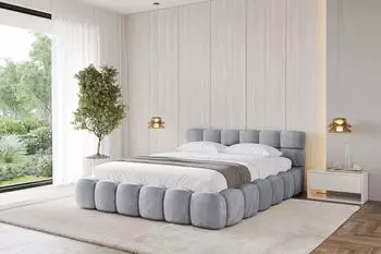 ALTDECOR LEYA-v1 Polsterbett mit Bettkasten & Lattenrost, hellgrau, 120x200cm (800001609285)