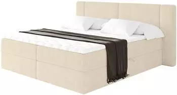 ALTDECOR Evon Boxspringbett mit Matratze H3, Topper, Bettkasten, 200x200cm, beige (800002004858)