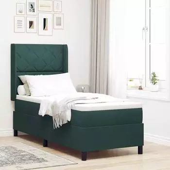 vidaXL Boxspringbett mit LED-Lichtleisten, dunkelgr&uuml;n, Samt, 80x200cm