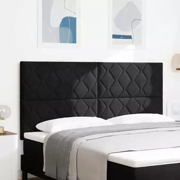vidaXL LED Kopfteil Diamantblock-Design, schwarz, 180cm, Samt