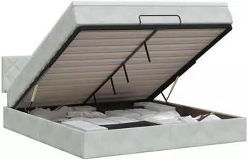 vidaXL Ottomanbett mit Matratze, hellgrau, Samt, 160x200cm