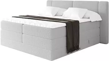 ALTDECOR Evon King Boxspringbett 140x200cm hellgrau, H3/H4 Matratze, Topper (800002005237)