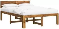 vidaXL Doppelbettgestell mit Kopfteil ROSTOCK Natur 135 x 190 cm