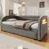 Stilvora Polsterbett 90x200cm mit Ausziehbett und LED-Beleuchtung, grau