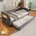 Stilvora Polsterbett 90x200cm mit Ausziehbett und LED-Beleuchtung, grau