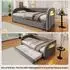 Stilvora Polsterbett 90x200cm mit Ausziehbett und LED-Beleuchtung, grau