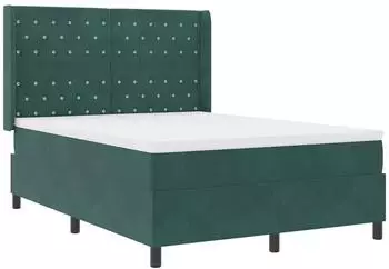 vidaXL Boxspringbett mit Matratze & LED, Argyle, gr&uuml;n, Samt, 160x200cm