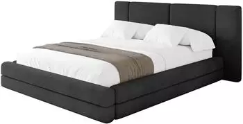 ALTDECOR TEVO Polsterbett mit Bettkasten, Lattenrost & Matratze H3/H4, 160x200cm, schwarz