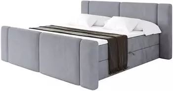 ALTDECOR Evon-Z Boxspringbett mit Fu&szlig;teil, H3-Matratze & Topper, 180x200, grau (800002005138)