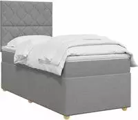 vidaXL Boxspringbett mit Matratze Hellgrau 90 x 190 cm Stoff