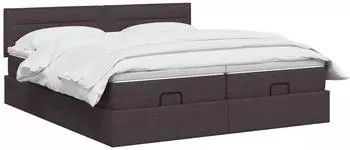 vidaXL Ottomanbett mit Matratze 2-tlg. dunkelbraun Stoff (3456673)