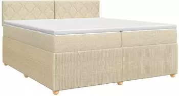 vidaXL Boxspringbett mit Matratze, Stoff, creme, 200x200cm (3451557)