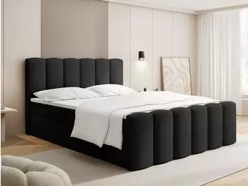 WFL GROUP Serenity Boxspringbett mit Bettkasten, Boucl&eacute; schwarz, 120x200cm (800002023873)
