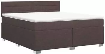 vidaXL Boxspringbett mit Matratze, Stoff, dunkelbraun, 180x200cm (3450533)