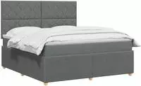 vidaXL Boxspringbett mit Matratze Dunkelgrau 140 x 200 cm Stoff