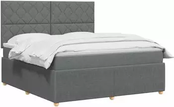 vidaXL Boxspringbett mit Matratze dunkelgrau 140x200cm Stoff (3454418)