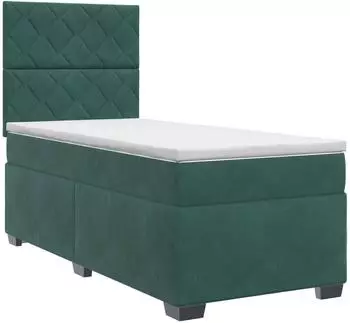 vidaXL Boxspringbett mit Matratze 90x200cm, dunkelgr&uuml;n, Samt (3453575)