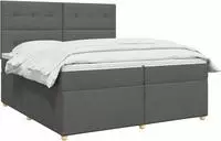 vidaXL Boxspringbett mit Matratze Dunkelgrau 200 x 200 cm Stoff
