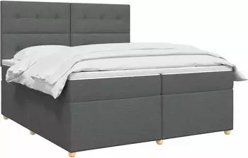vidaXL Boxspringbett mit Matratze, Stoff, dunkelgrau, 200x200cm (3453964)
