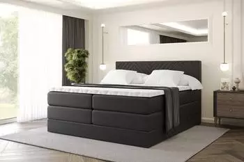 ALTDECOR Vexa King Boxspringbett mit Matratze H3+H4, Lattenrost, Kunstleder schwarz, 140x200cm (800001729628)