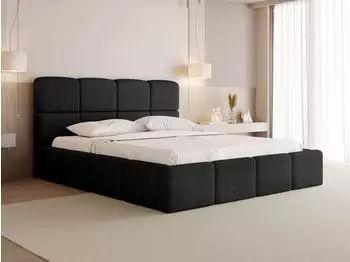 WFL GROUP Tivio Polsterbett mit Bettkasten, Bouclé, schwarz, 120x200cm (800001913136)