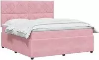 vidaXL LED Boxspringbett mit Matratze Rosa 160 x 200 cm Samt