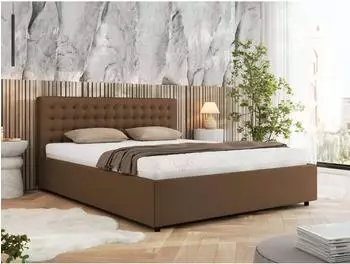 MKS Meble Pavo Classic Polsterbett mit Bettkasten & Lattenrost, 140x200cm, braun (800001267827)