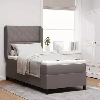 vidaXL Boxspringbett mit Kopfteil Stoff taupe 90x190cm