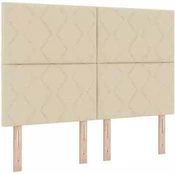 vidaXL Boxspringbett mit LED-Lichtleisten 140x190cm, Stoff, creme